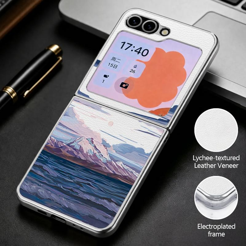 Cool Travel Moto Biker Print Case For Samsung Galaxy Z Flip 8 7 6 5 Z Flip8 Flip7 Flip6 Hybrid 3in1 Plating Leather Skin Folding Phone Cover