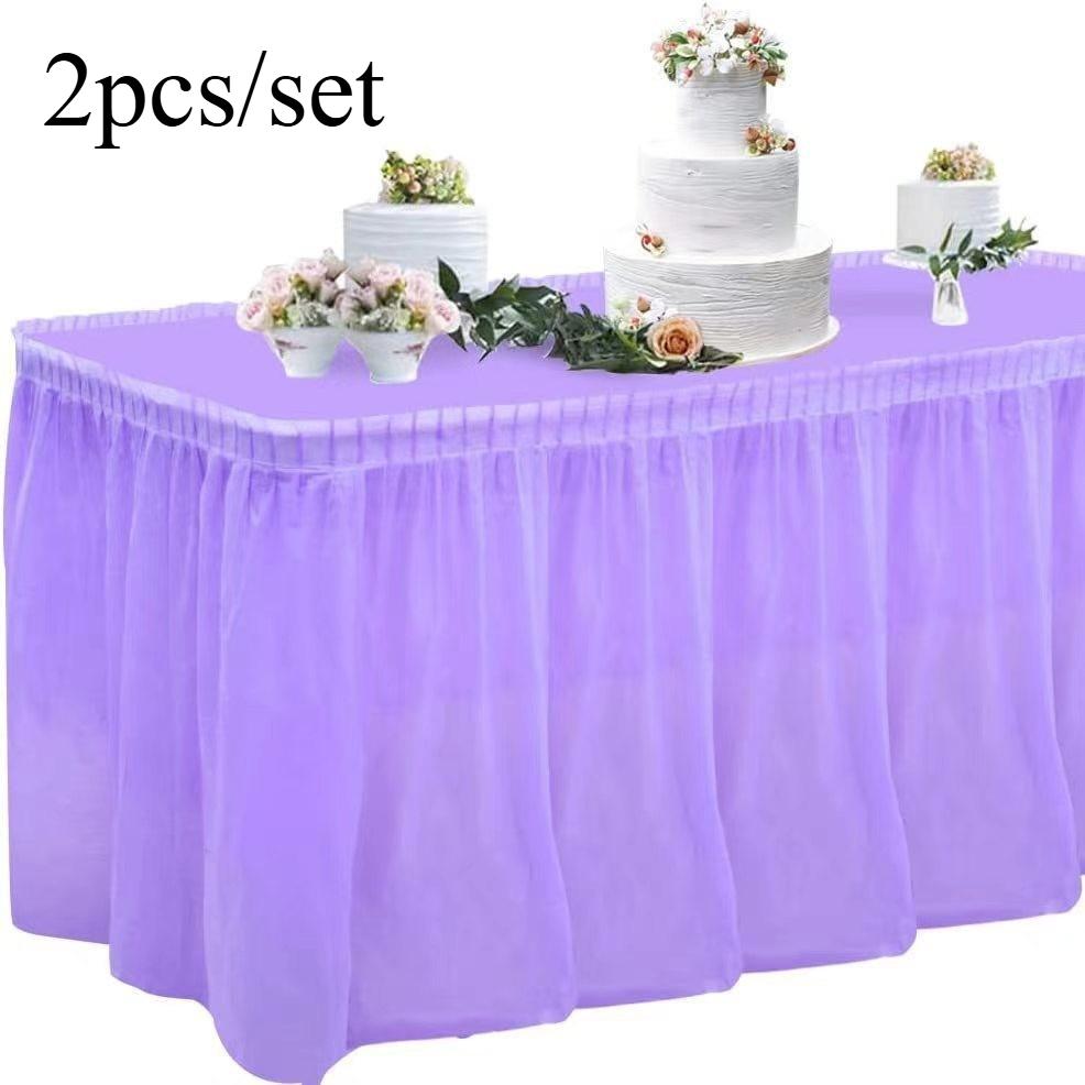 Tablecloth Set Disposable Solid Color Table Cover Table Skirts Rectangular Paper Table Covers With Long Skirting For Party