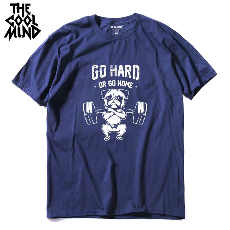 COOLMIND PU0124A 100% Cotton Go Hard Or Go Home Men T Shirt Casual Summer Loose Men T-shirt Male o-neck Men Tshirt Tee Shirt