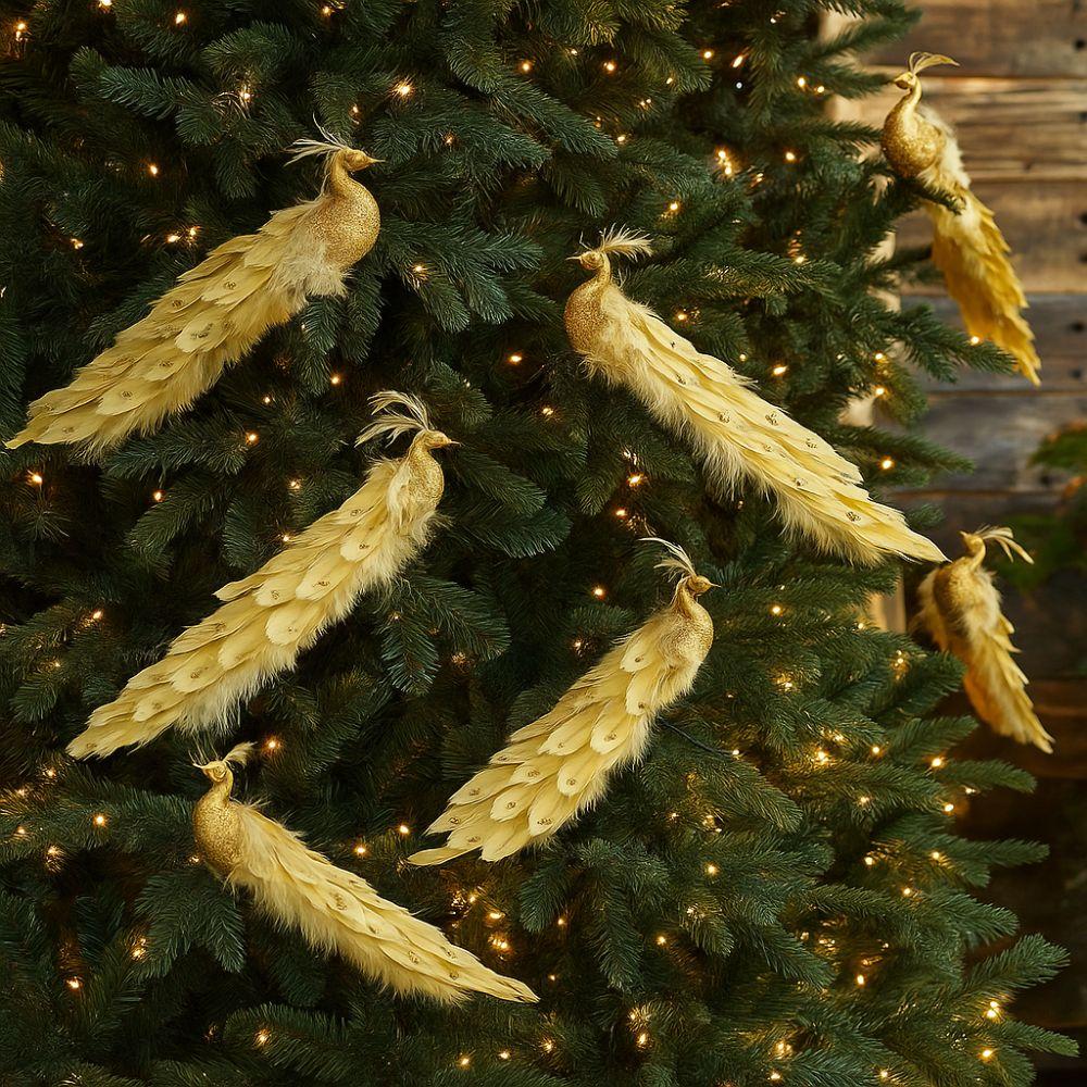 Colorful Christmas Bird Ornaments Glitter Feather Simulation Peacock  Parties Supplies