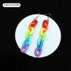Fashion Chain Ear Hook Women Long Rainbow Clip Earrings Club Jewelry