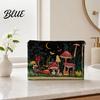 Multi-patterned Fabric Storage Pouch Bag, with Mushroom Star Moon Print, Lightweight Travel Toiletry Bag Wear-Resistant Cosmetic for Menstrual