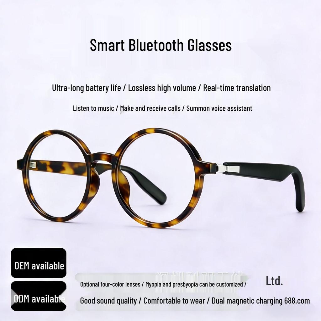 Touch Hearing Bluetooth Smart Glasses G1o2 - Runder Rahmen, Modische, für Sehstärken geeignete Gläser, Ideal für Anrufe und Audio, Unisex.