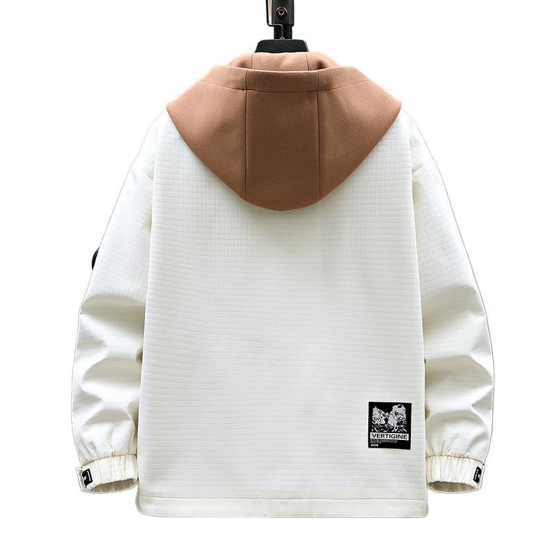 Spring and Autumn Holiday Two-piece Jacket Men's Hooded Hong Kong Style Jacket Men's Youth Korean Style Trendy Student Thickened Jacket