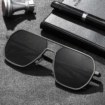 Pilot Shape Men's Sunglasses Double Bridge UV400 Protection Popular Sun Glasses Driving Hiking Sunglasses