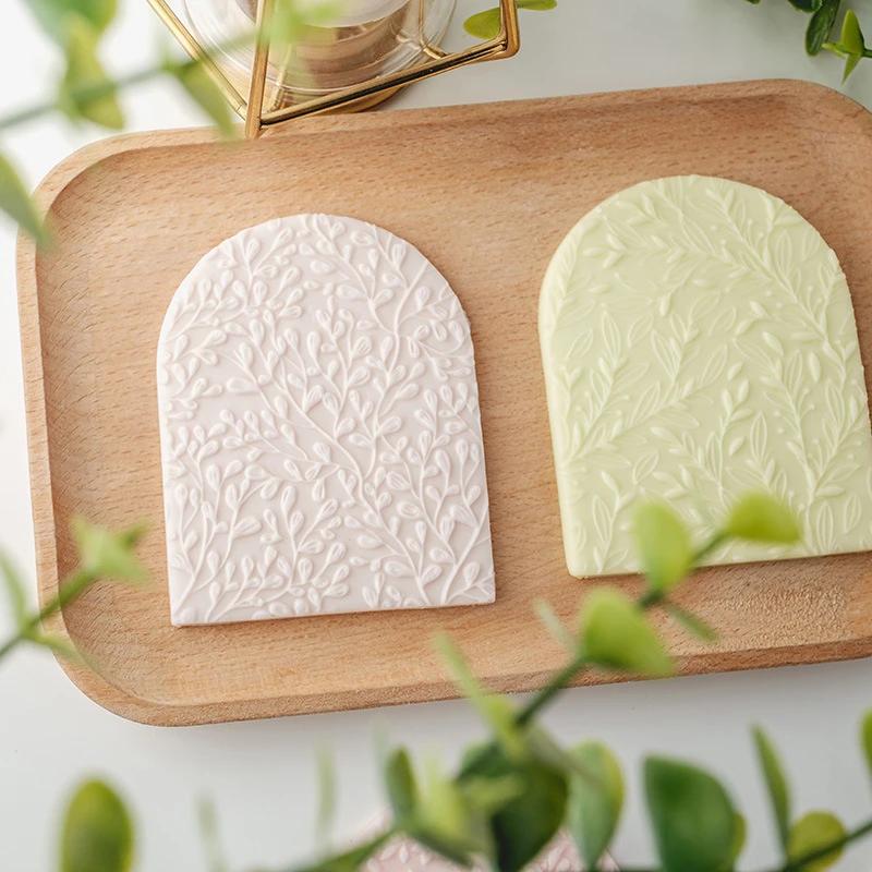 Leaf Flower Vine Green Plants Texture Fondant Cookie Cutter Stamp Biscuit Embosser Mold Lace Arched Dessert Cake Decorating Tool