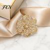 Oxidation Resistant Pins Retro Rhinstone Flower Brooch for Women, Golden Plated Alloy Floral Versatile Clothing Jewelry Lapel Pin, Accessories Wedding