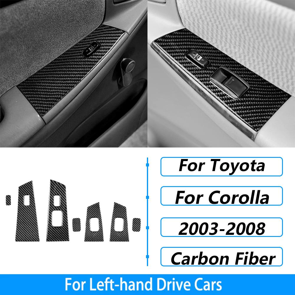 For Toyota Corolla 2003-2008 Carbon Fiber Central Control Gear Shift Air Vent AC CD Window Lift Trim Set Car Accessories Sticker