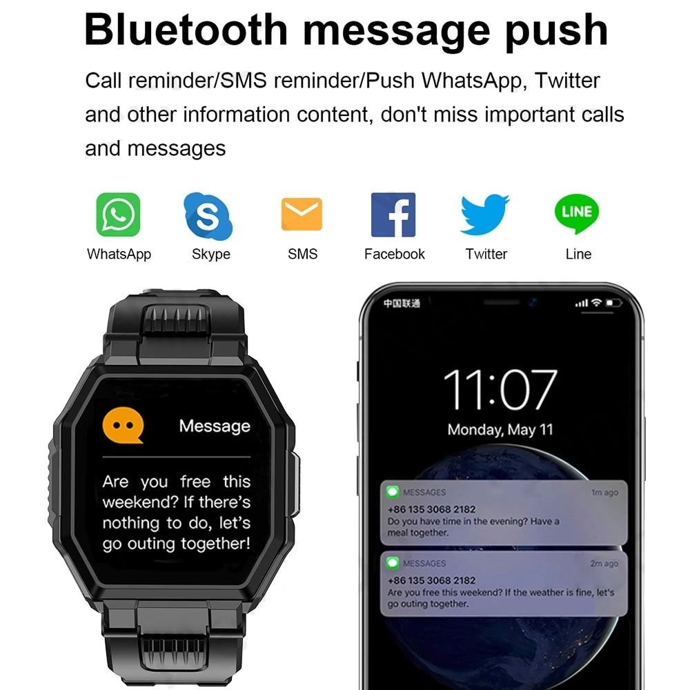 Full Touch Screen Smart Watch Sports Bluetooth Call Watch Blood Pressure Monitor Message Reminder Business Smartwatch Men