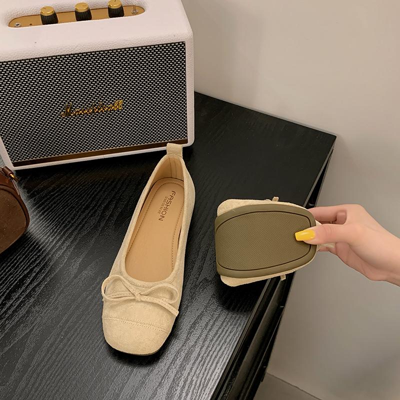 New Women's Flat Shoes Silver Bow Soft Bottom Non-slip Ballet Shoes High-end Luxury Elegant Lady Shoes Zapatos Mujer