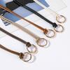Women Metal Round Ring Leather Rope Knotted Belt Solid Color Long Thin Skinny PU Waistband Female Dress Skirt Decorative Straps