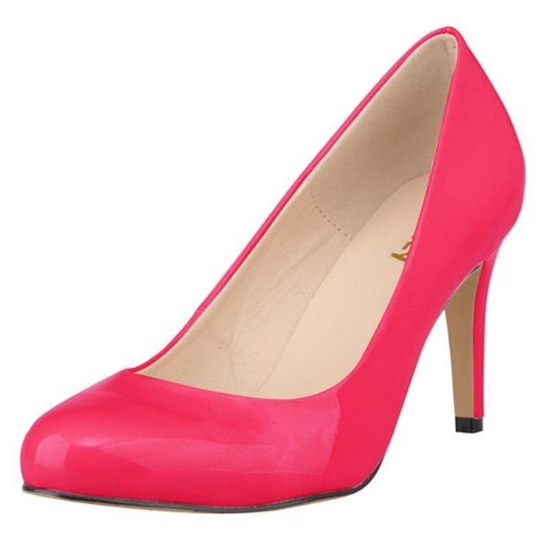 Neue klassische Frauen Pumps Sexy Runde Zehen 9cm Mid Med Kitten High Heels Schuhe Frühling Marke Design Schwarz Rot Kleid Hochzeit Schuhe