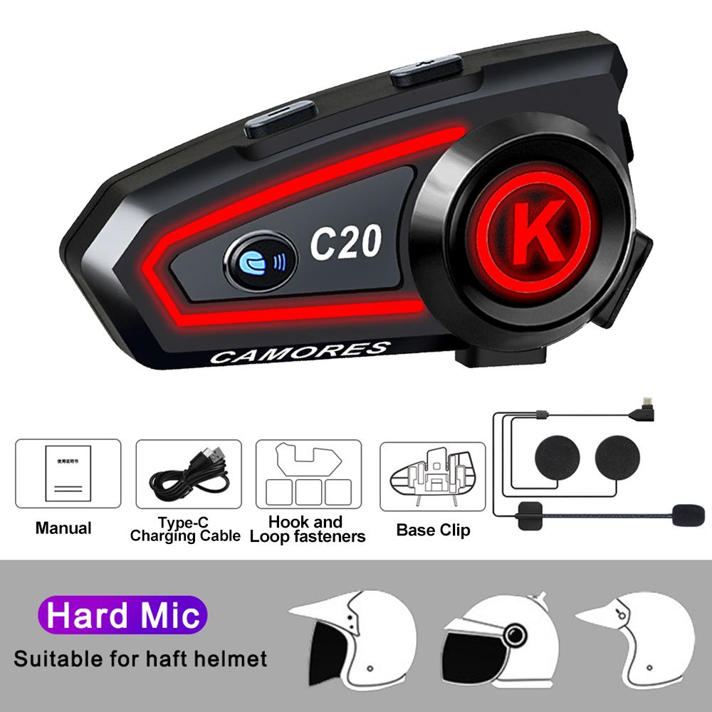 Motorcycle Helmet Headset Bluetooth Hands-free Call Kit Noise Reduction Waterproof Wireless Earphone 1000mAh With Ambient Light