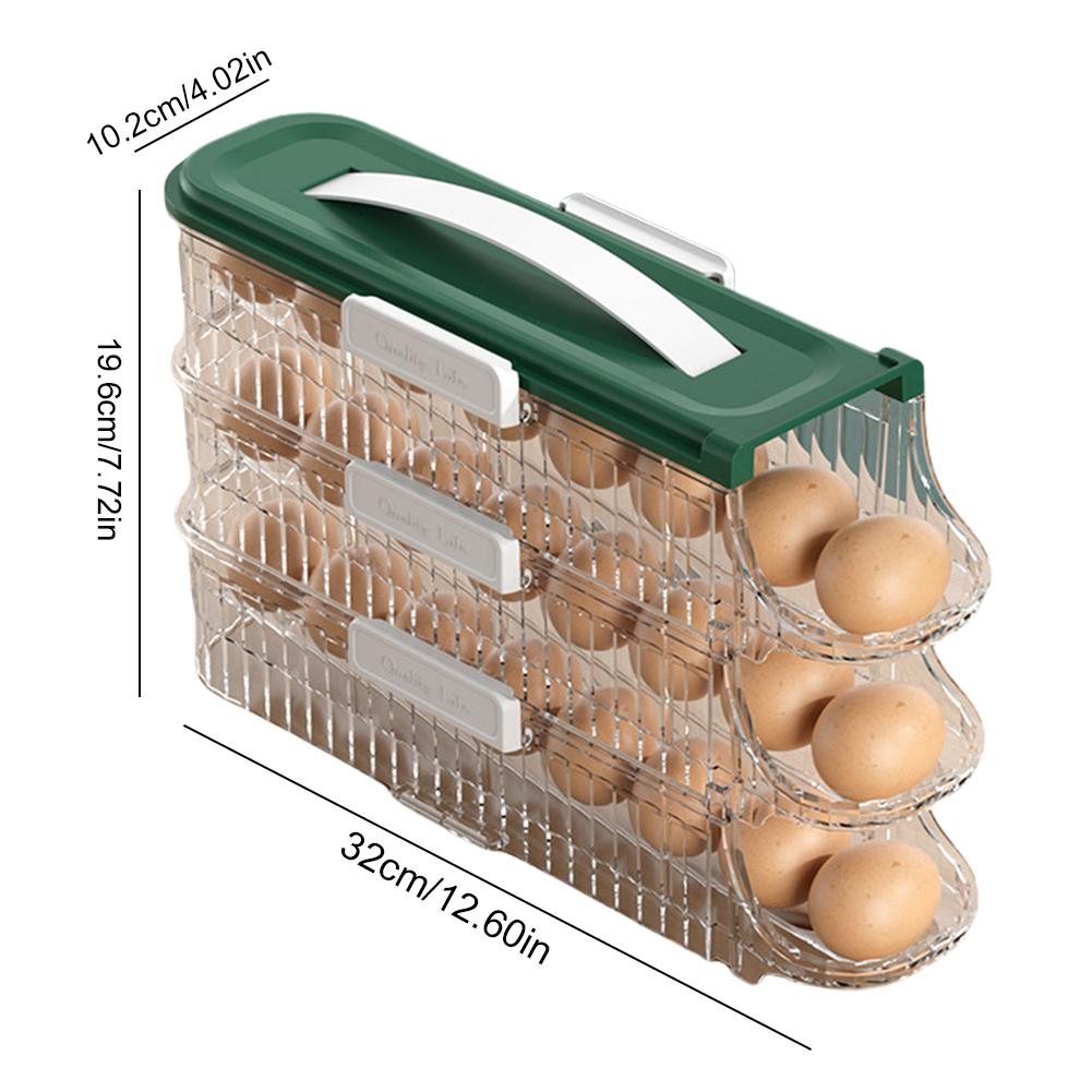 Fridge Egg Dispenser Space Saving Fridge Egg Rack 1/2/3 Layer Rolling Eggs Dispenser Organizer for Refrigerator Kitchen Cabinets