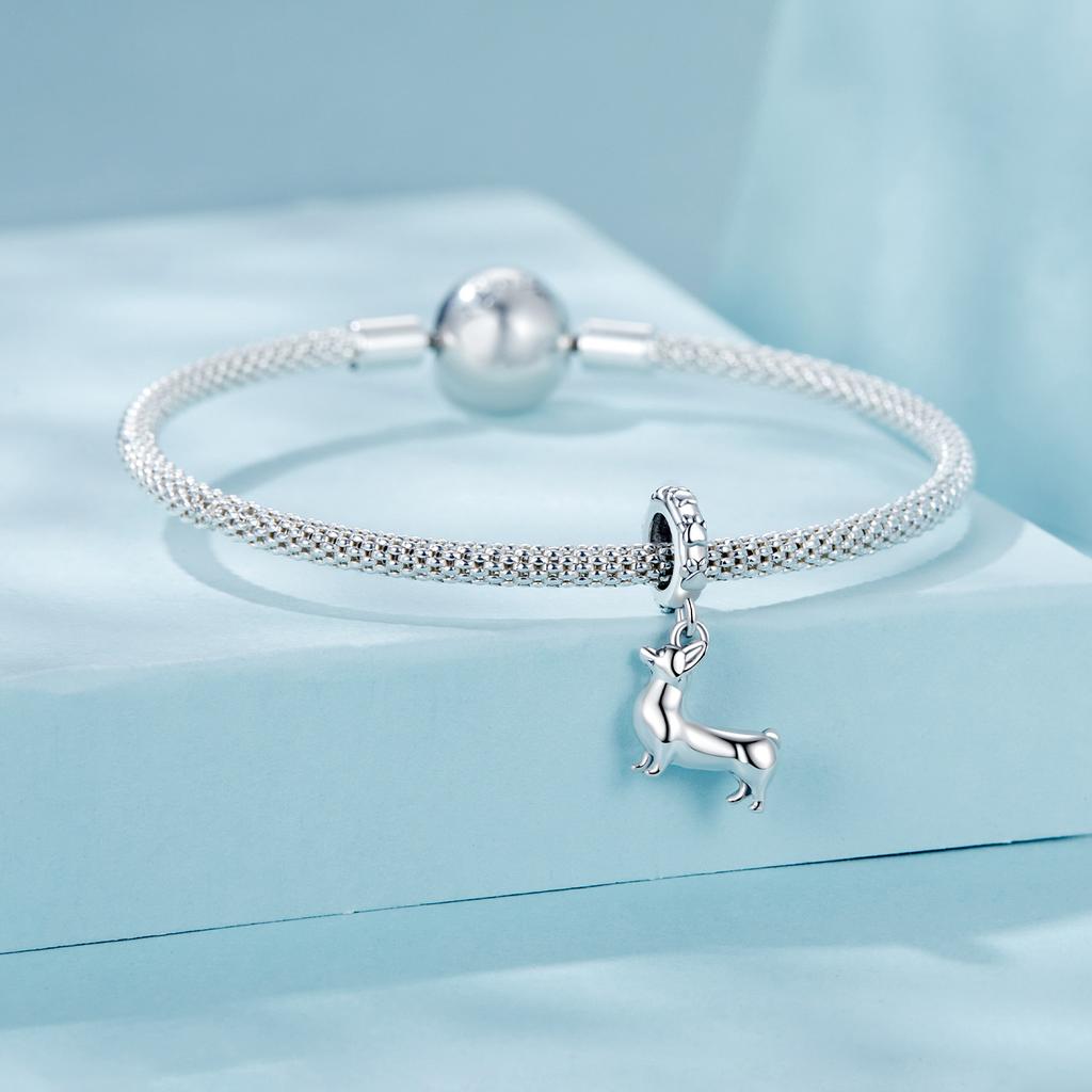 925er Sterlingsilber 925er Sterlingsilber Corgi Hund Charm Anhänger Passend für Armband Halskette Besonderes Mädchen Geburtstag DIY Geschenk SCC2783