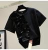 2023 Summer Women's Loose Slimming 3D Floral Patchwork Frilly Top