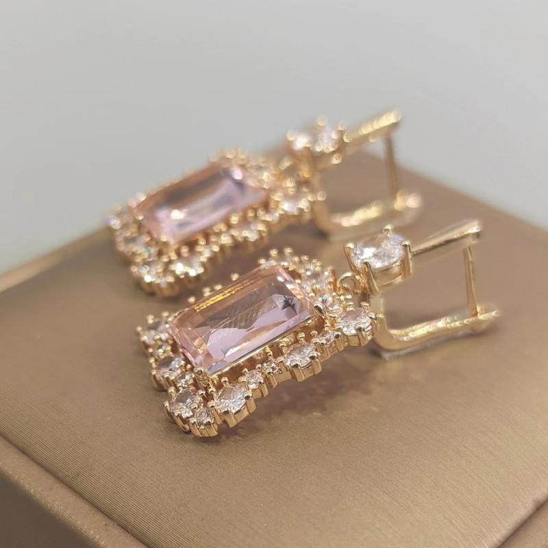 Luxuriöse Große Ohrringe für Frauen 2023 Neue Mode Geometrische Zirkon Tropfen Ohrring Gold Farbe Hochzeit Engagement Schmuck Zubehör