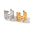 European and American Style Stainless Steel Hollow Leaf Ring, Exaggerated Jewelry, Fashion High-end Titanium Steel Ring