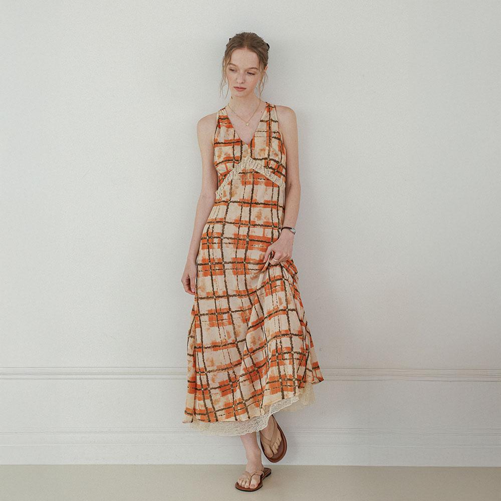 Deondeulob Dd_Sunset Plaid Dress_Orange