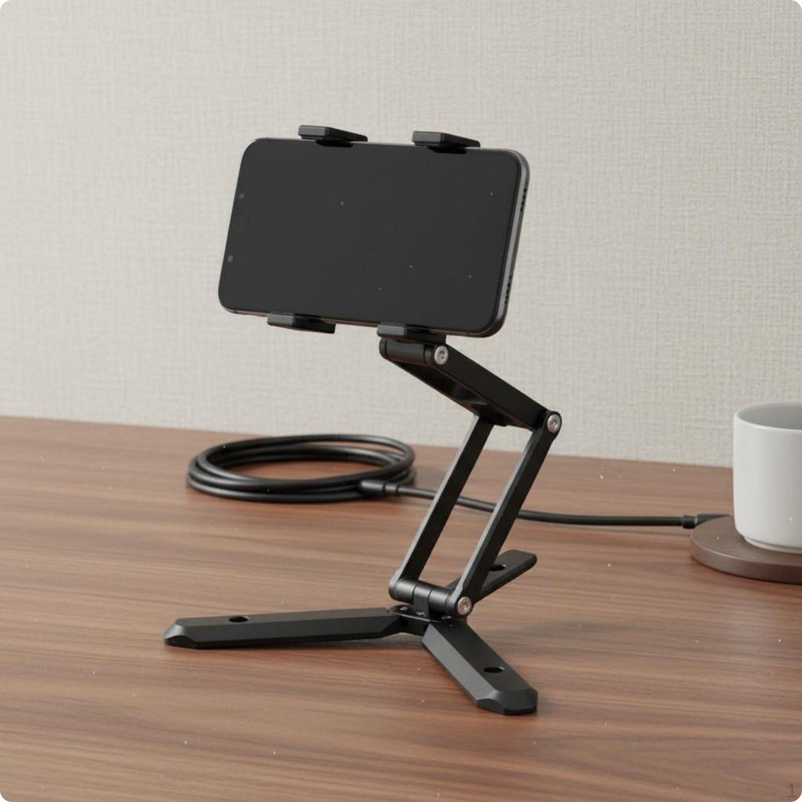 Folding Phone Tripod Aluminum Alloy Clip Foldable Mobile Accessory for Photo Black Classic