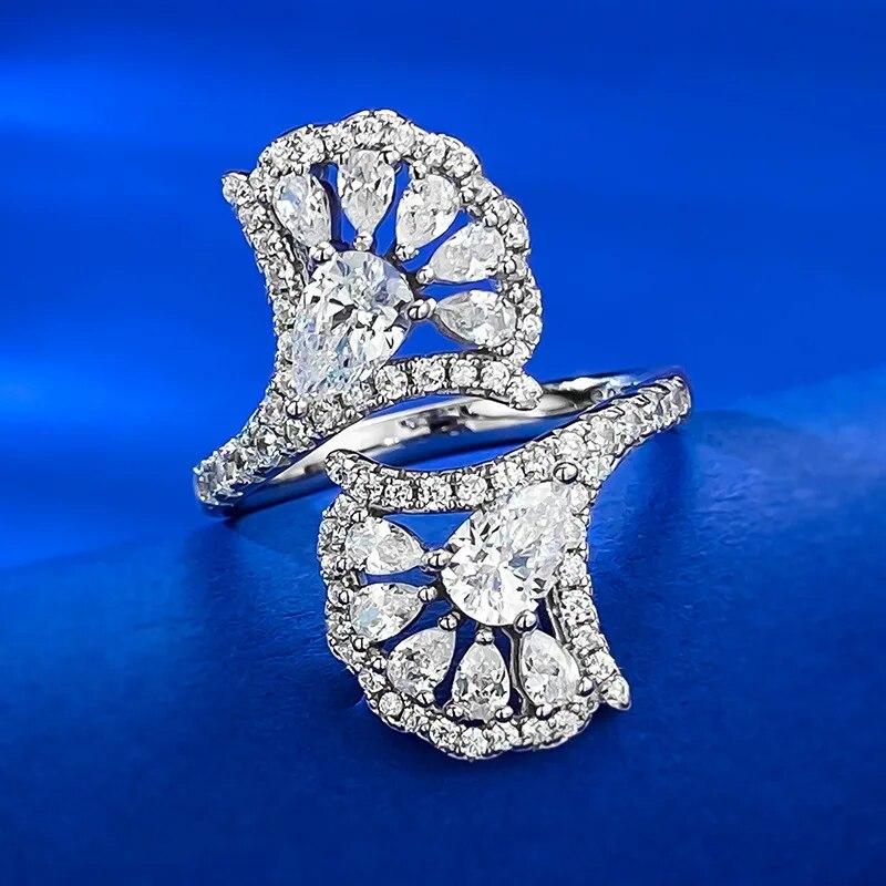 

SACE GEMS Стерлингового Серебра 925 пробы Циркон Кольцо для Женщин Свадьба Помолвка Коктейль Вечеринка Изящные Ювелирные Изделия Подарок Open белый