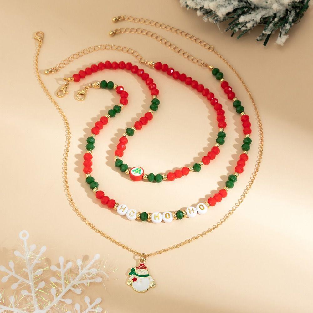 2/3/4pcs/set Santa Multi-layer Christmas Necklace Cartoon Cartoon Pendant Choker  Women