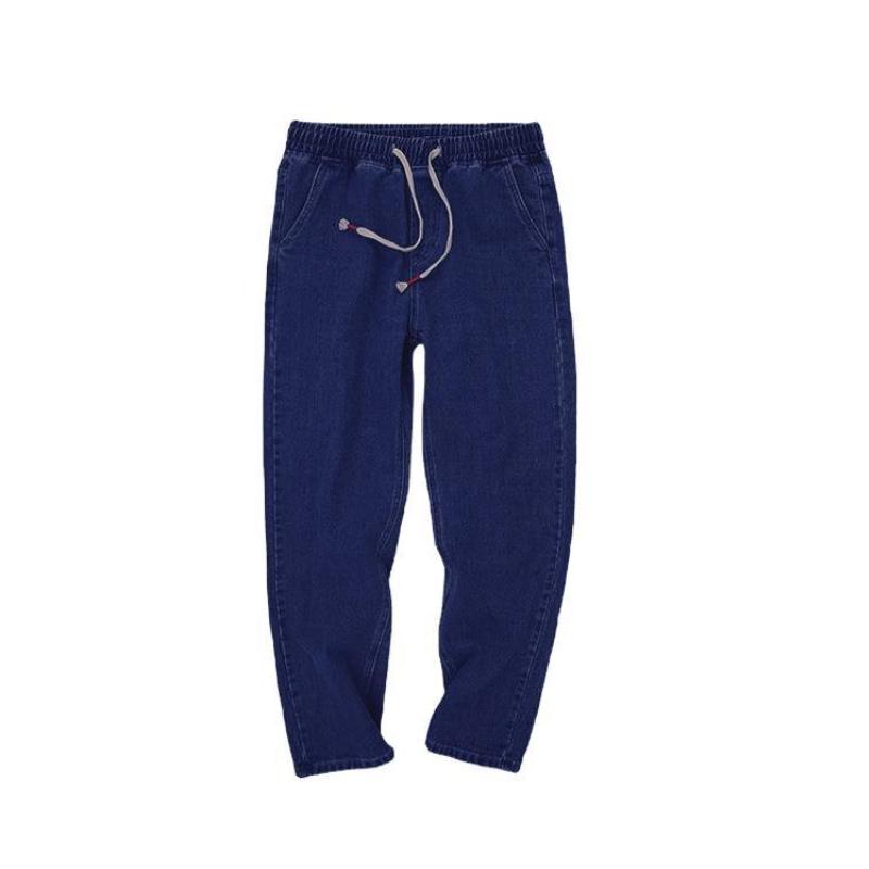 Spring And Autumn New Trendy Versatile Men's Wide Leg Pants Loose Casual Straight Solid Color Nine-Point Jeans Men's Large Size