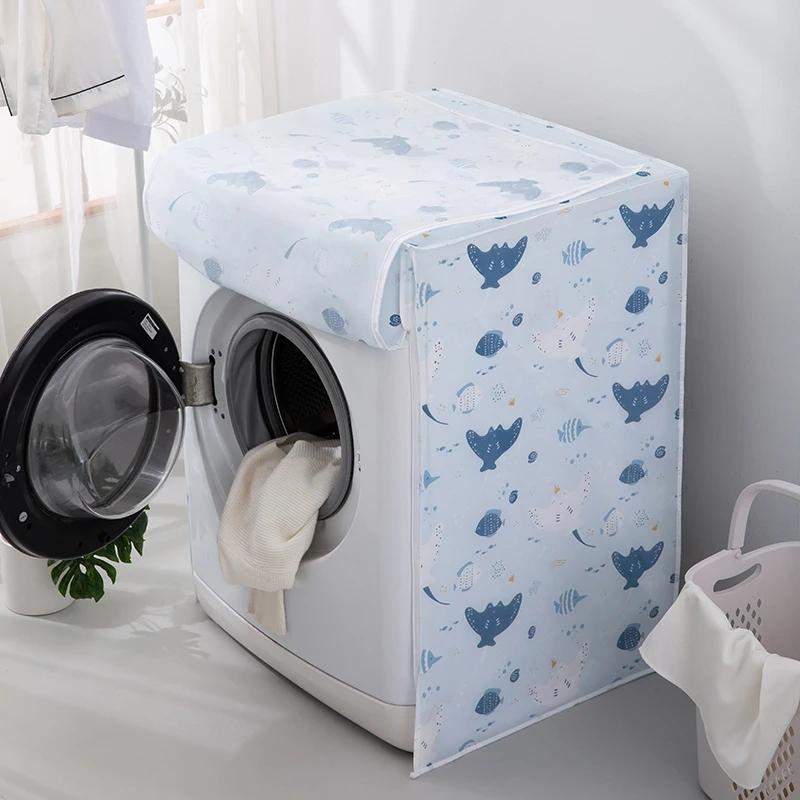 Drum Washing Machine Covers Cute Print Dust Cover For Drum Washer-dryer Waterproof PEVA Protection Cover Household New