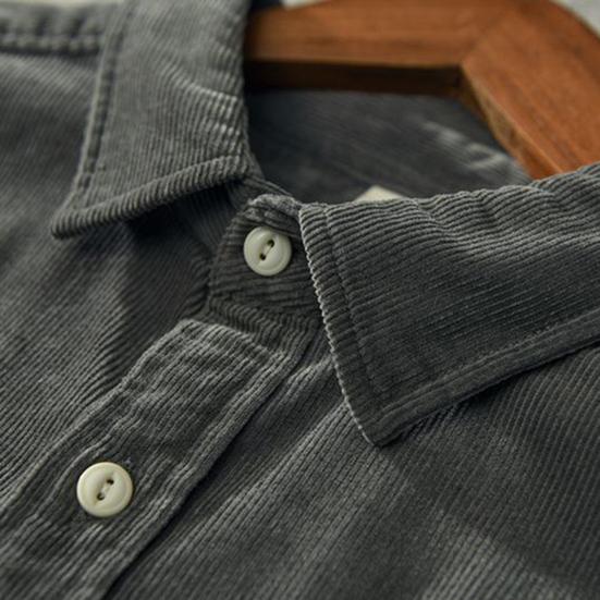 Fall Spring Men Shirt Turn-down Collar Sleeves Single-breasted Chest Loose Cardigan Long Pockets Pure Color Formal Casual Mid Length