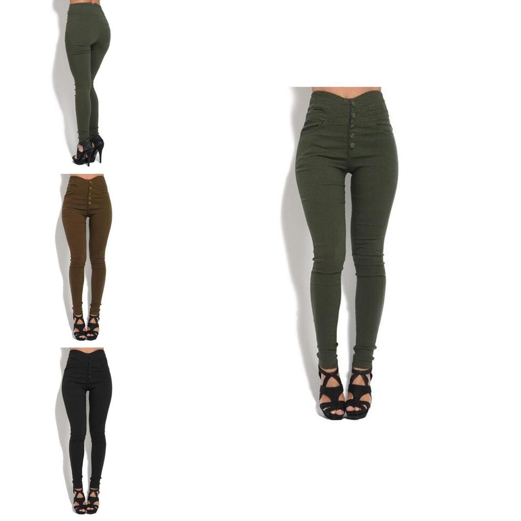 Comfortable Women Fashion Elastic Pants With Large Size And Sexy Button Leggings