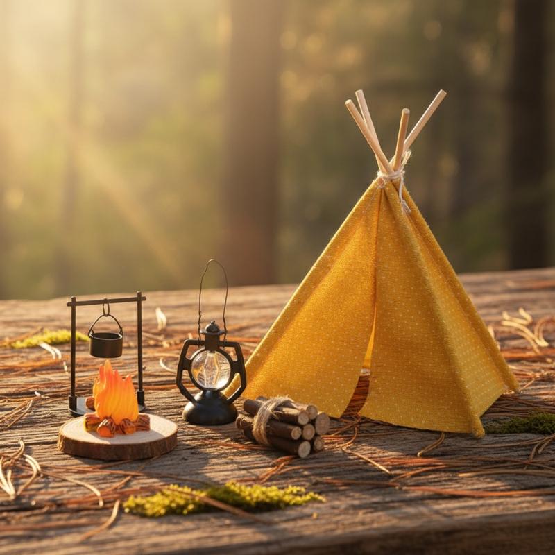 1:12 Scale Camping Tent Model Decoration Simulated Outdoor Tent Ornament Miniature Scene Accessories Doll Small Tent Toy