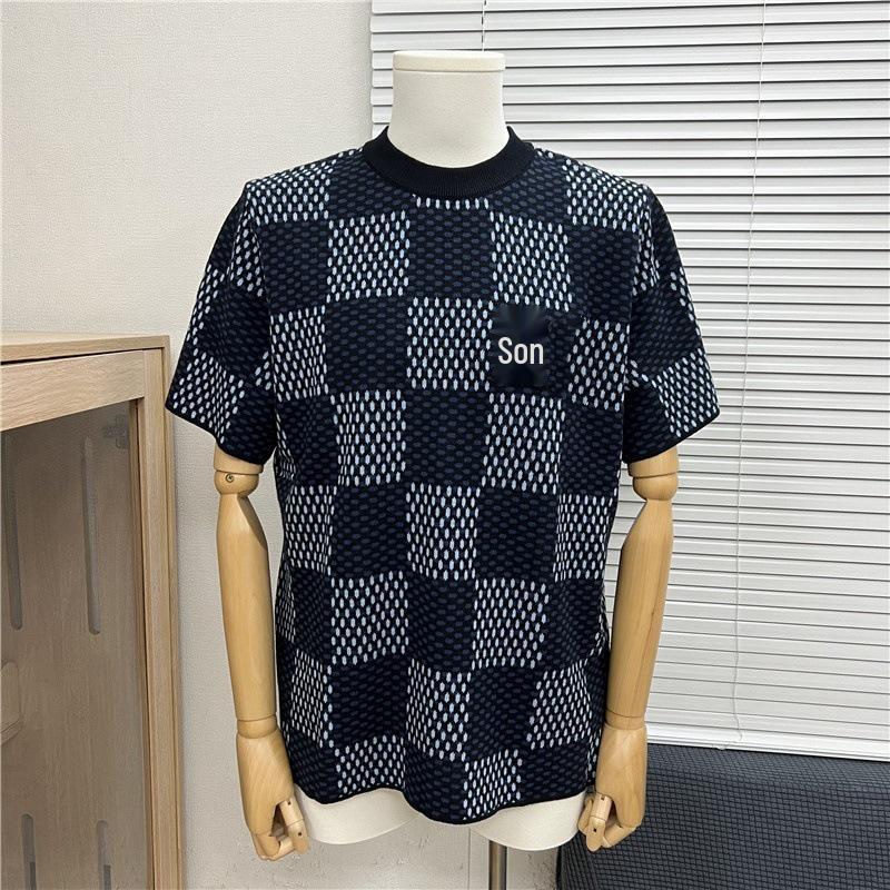 2025 Vår/Sommar Trendig Jacquardetikett Stickad Kortärmad Logotyp T-shirt