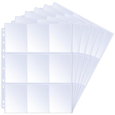 FINGOOO Trading Card File Card File 9 Sheet Náplň Průhledný velkokapacitní list karet Kompatibilní se 2 3 a 4 otvory Sbírání pokémonů a dalších