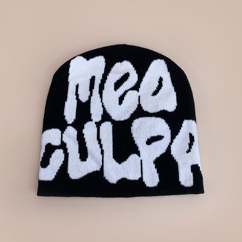 Cross-Border Wind Letter Jacquard Knitted Hat For Men And Women, Warm Contrasting Color, Hip-Hop Street Pullover Hat