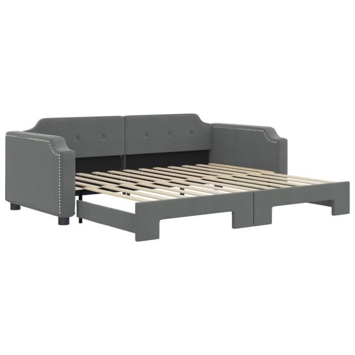 VidaXL Daybed with Pull-out Bed Dark Grey 90x200 Cm Fabric 3197635