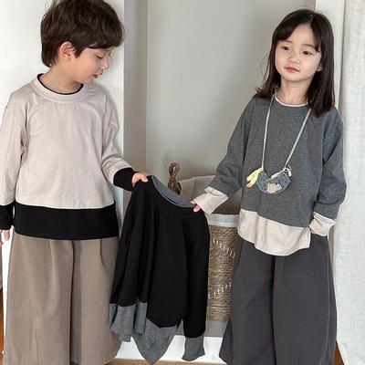 Jiaye Kids' 2025 İlkbahar Renk Bloklu Uzun Kollu Tişörtleri Erkek ve Kız Çocuklar İçin