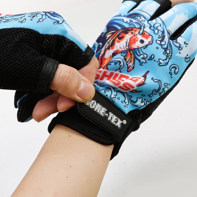 Breathable Non-Slip Outdoor Fishing Gloves, Three-Finger Open Design, Thin Summer Riding Gloves