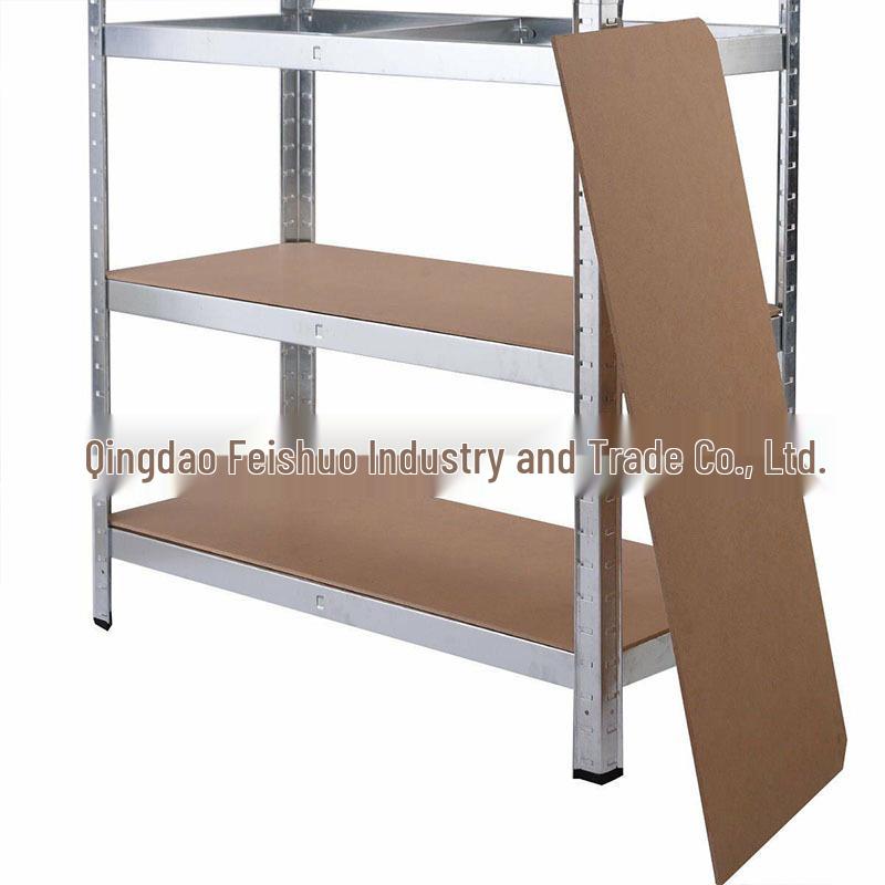 European Galvanized Silver Angle Iron Shelving: Five-Layer Powder-Coated Floor-Standing Storage Rack for Home or Auto Repair.
