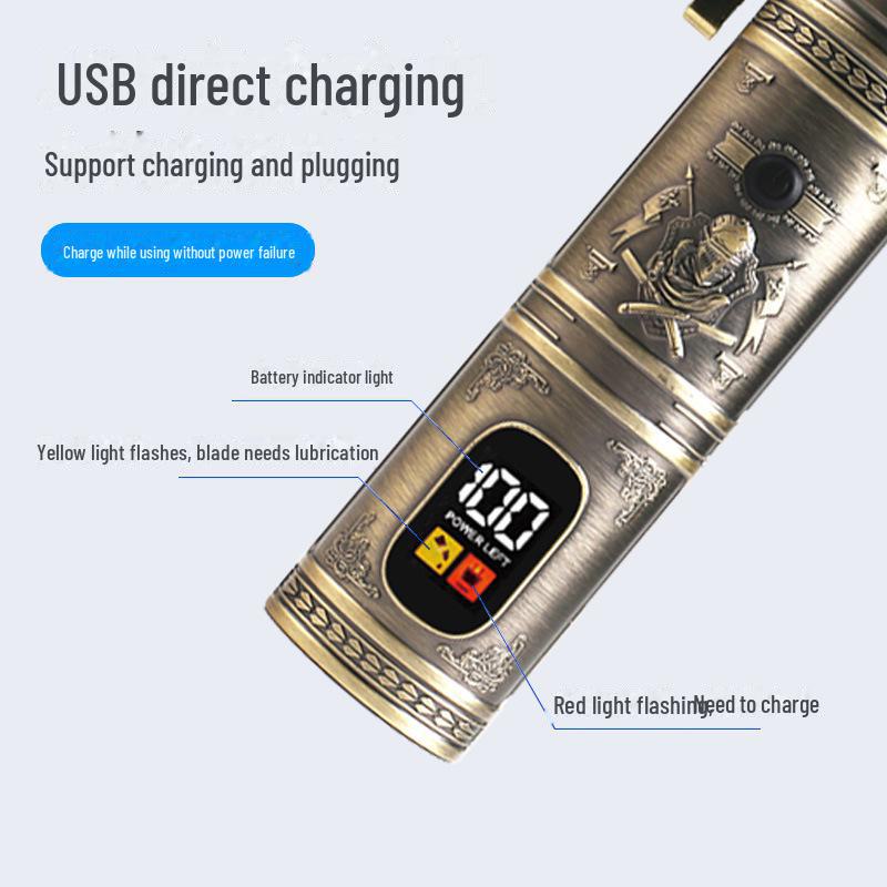 Rechargeable Metal Electric Hair Clipper with Digital LCD Display and Adjustable Tooth Pitch for Home Use
