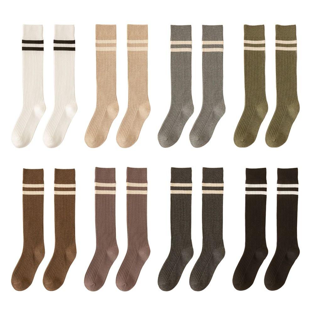 

Solid Color Cotton Socks Knitted Lolita Stockings New Fashion Stockings хакі