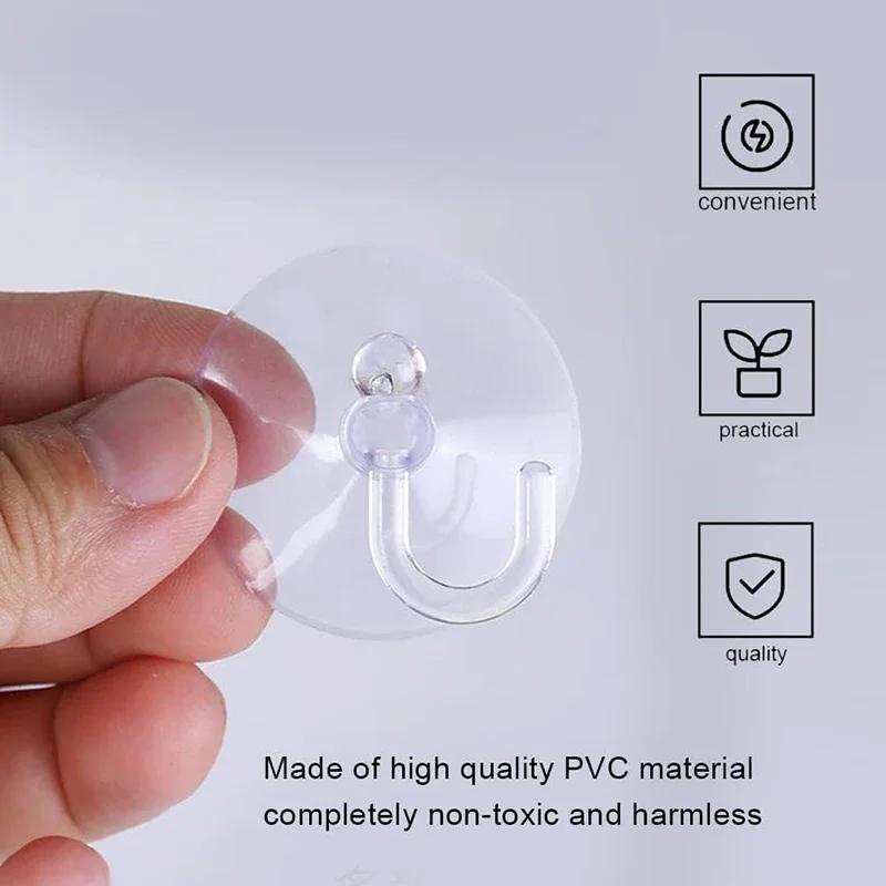 5/10/20pcsProfessional Transparent Suction Cup Plastic Hook for Bathroom and Kitchen Tiles