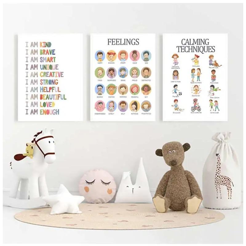 Feelings Art Poster Calming Strategies Kind Emotions Chart Canvas Painting Wall Prints Picture Living Room Home Homeschool Decor