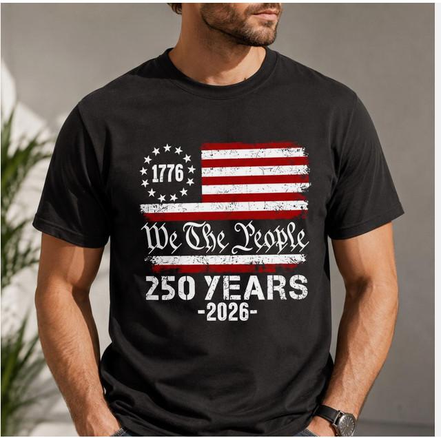 America 250th Anniversary Shirt, Retro USA 250 Years T-Shirt 2XL