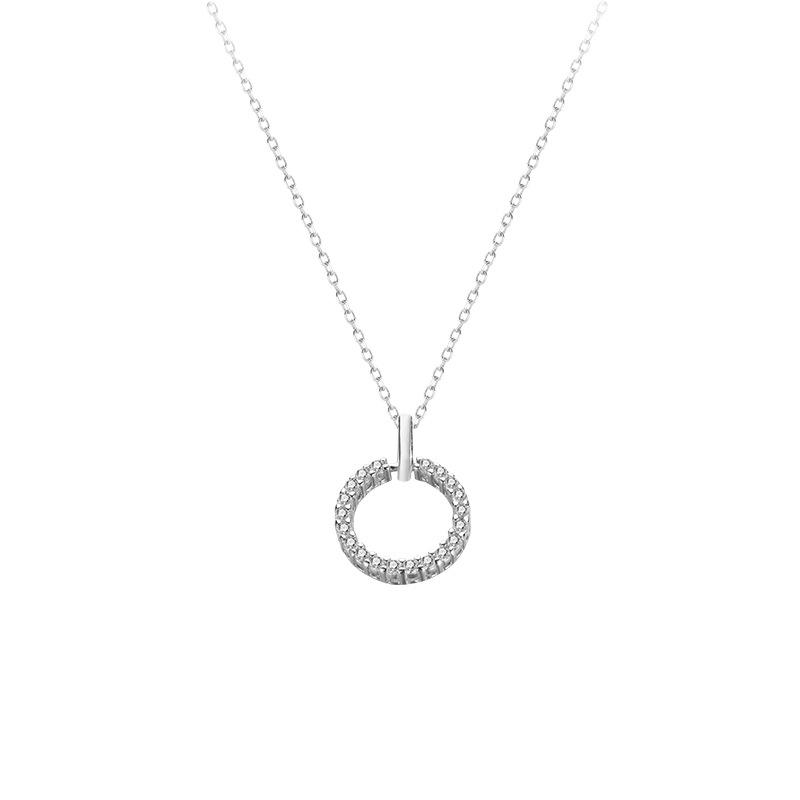 Real Money 925 Sterling Silver Women's Pendant Necklace Round Circle Crystal Pendant Necklace Wedding Party Jewelry Gift