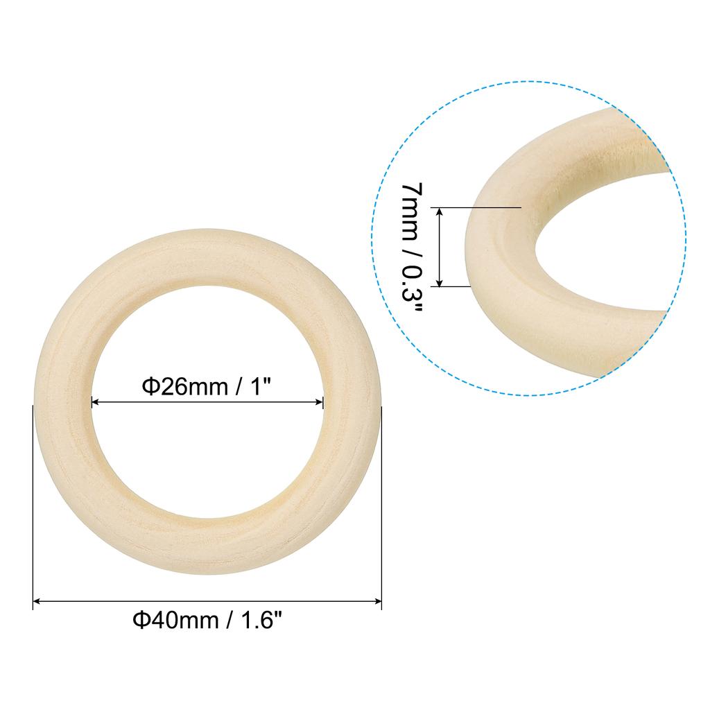 15/30pcs Natural Wooden Rings 7mm Thick Unfinished Wood Ring Wood Loop Circle for Craft Pendant DIY Jewelry Making 35/40mm