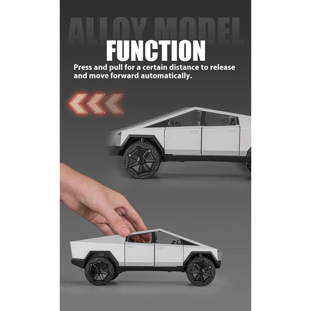 1/24 Tesla Cybertruck SUV Off Road Alloy Diecast Metal Model Boutique Decorations Trendy Toys Ornaments Holiday Gift for Boyfriend Boy