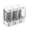 Wall Mounted 3 Chamber Liquid Lotion Shampoo Soap Dispenser Set Bathroom Accessories