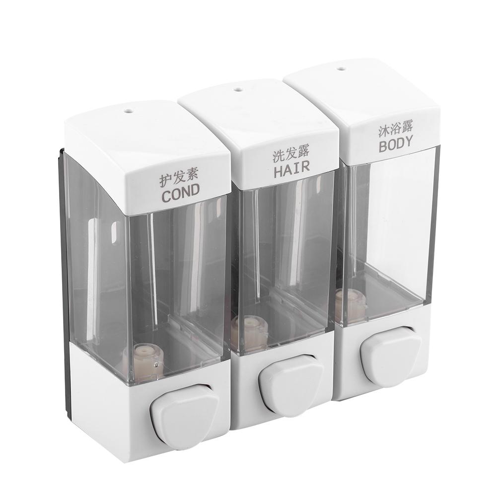 Wall Mounted 3 Chamber Liquid Lotion Shampoo Soap Dispenser Set Bathroom Accessories