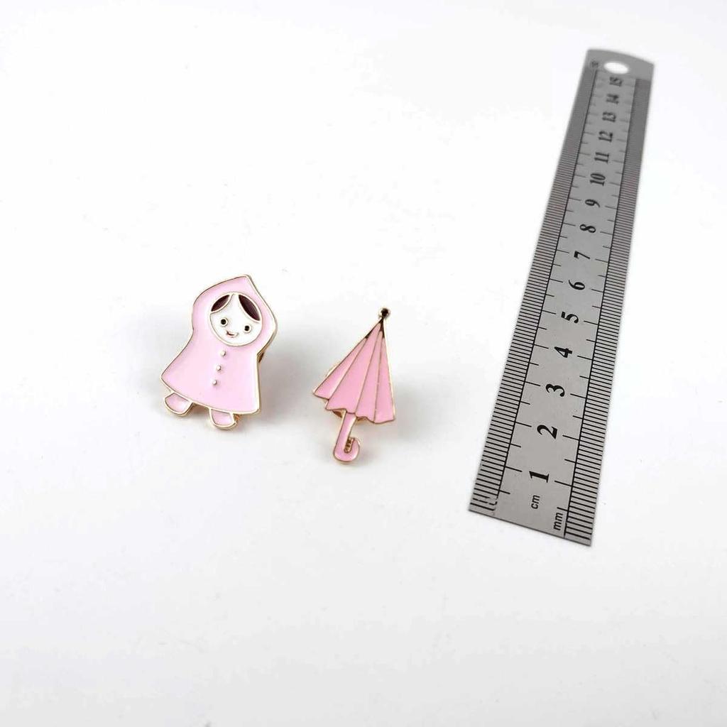 [F NODE] Kids' Raincoat and Umbrella Pins, Pink, Set of 2, Pins, Fasteners, Badges, Stylish Decorations, How To Use, How To Wear, Badge, Butterfly