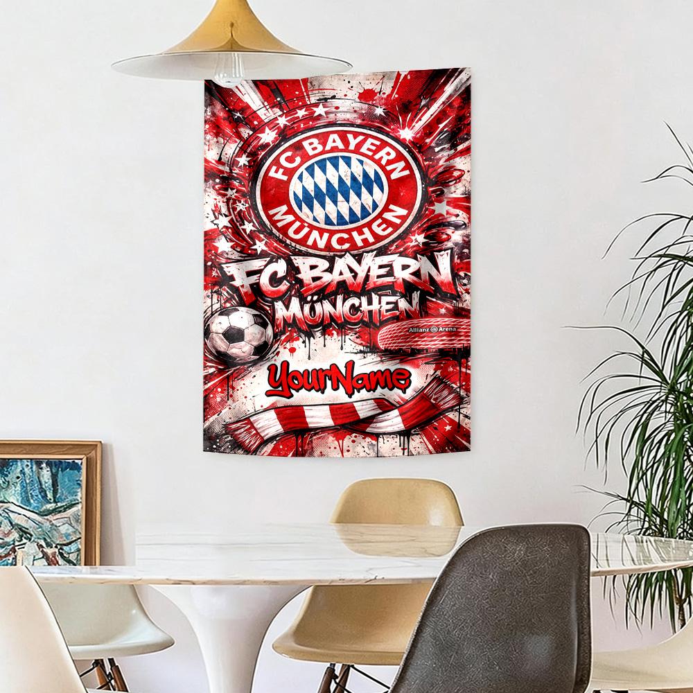 Fc Bayern Mnchen Custom Your Name Wall Decor Tapestry Art For Pet Memorial Birthdaywedding Party Backdrop Family Gift